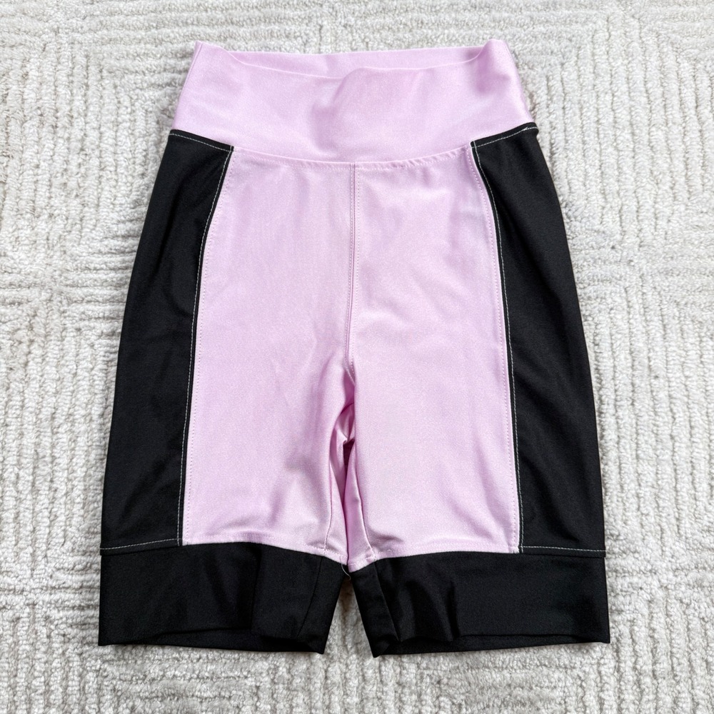 Out From Under Biker Shorts Womens S Pink Colorblock High Rise Athletic Yoga Gym